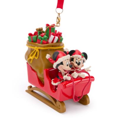 Mickey and Minnie Mouse Festive Sleigh Ornament