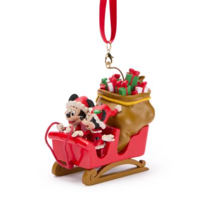 Mickey and Minnie Mouse Festive Sleigh Ornament