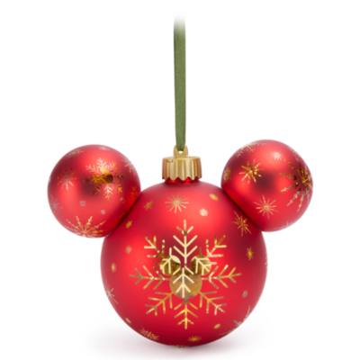 Mickey Mouse Icon Red Snowflake Light-Up Ball Ornament