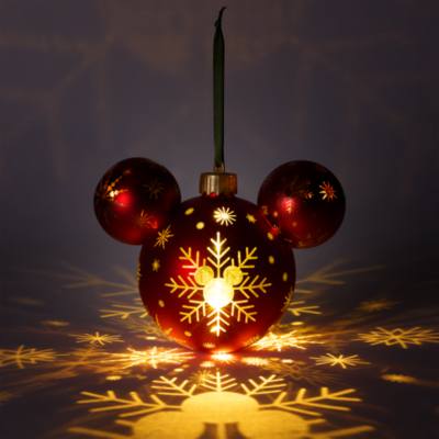 Mickey Mouse Icon Red Snowflake Light-Up Ball Ornament