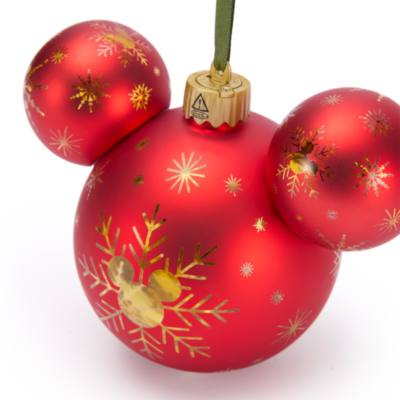 Mickey Mouse Icon Red Snowflake Light-Up Ball Ornament