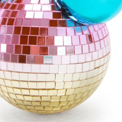 Pallina di Natale a sfera da discoteca a specchio con icona di Topolino