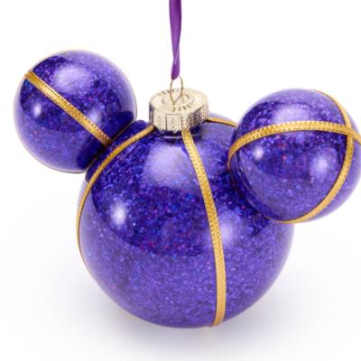 Adorno bola morado purpurina icono Mickey Mouse