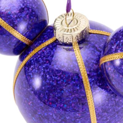 Pallina di Natale glitterata viola silhouette di Topolino