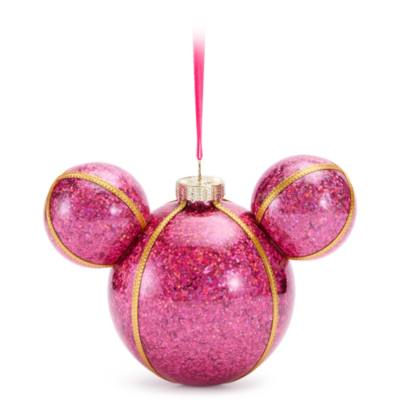 Adorno bola rosa purpurina icono Mickey Mouse