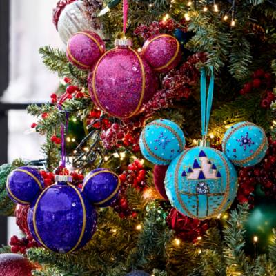 Mickey Mouse Icon Beaded Fantasy Land Castle Ball Ornament