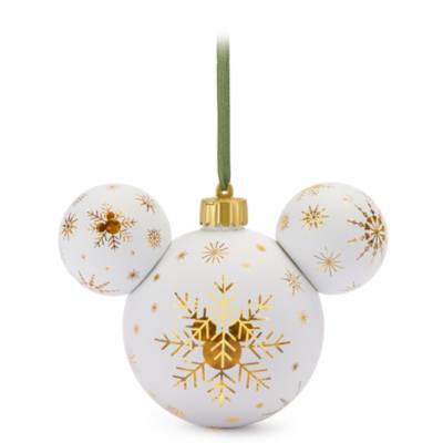 Mickey Mouse Icon White Snowflake Light-Up Ball Ornament