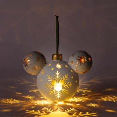Mickey Mouse Icon White Snowflake Light-Up Ball Ornament