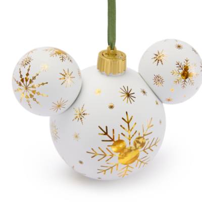 Mickey Mouse Icon White Snowflake Light-Up Ball Ornament