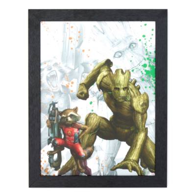 The Prince's Trust Rocket and Groot Framed Splatter Print by Renford Williams, Guardians of the Galaxy