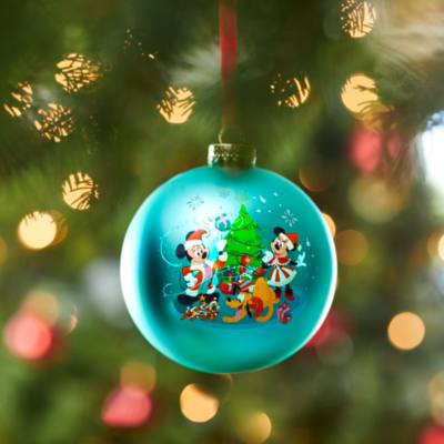 Micky und Minnie - Weihnachtliches Dekorationsst&uuml;ck aus Glas