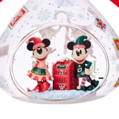 Mickey Mouse and Minnie Mouse Festive Glass Droplet Ornament