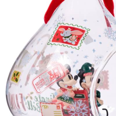 Mickey Mouse and Minnie Mouse Festive Glass Droplet Ornament