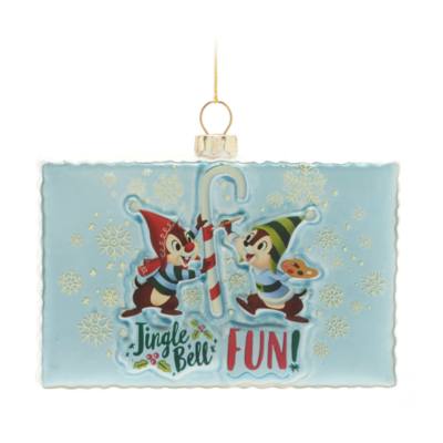 Chip 'n Dale Festive Postcard Glass Ornament