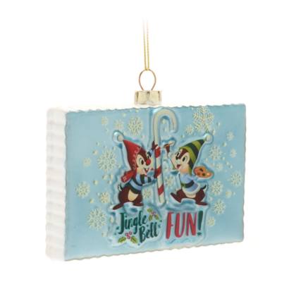 Chip 'n Dale Festive Postcard Glass Ornament