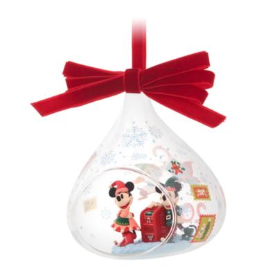 Mickey Mouse and Minnie Mouse 2024 Festive Glass Droplet Ornament