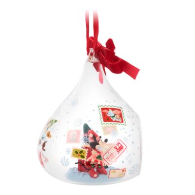 Mickey Mouse and Minnie Mouse 2024 Festive Glass Droplet Ornament
