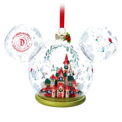 Disneyland Resort Mickey Mouse Icon Sleeping Beauty Castle Festive Glass Ornament