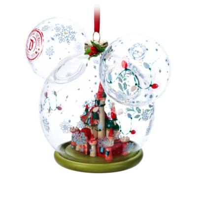 Disneyland Resort Mickey Mouse Icon Sleeping Beauty Castle Festive Glass Ornament