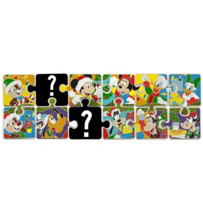 Mickey Mouse and Friends Festive Puzzle Piece Mystery Pin Set