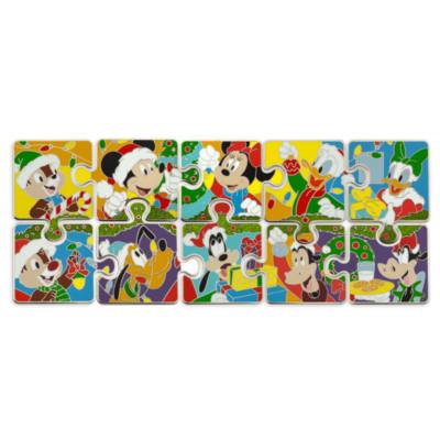 Mickey Mouse and Friends Festive Puzzle Piece Mystery Pin Set