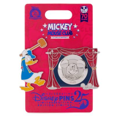 Donald Duck and Gong The Mickey Mouse Club 70th Anniversary Limited Edition Pin Set