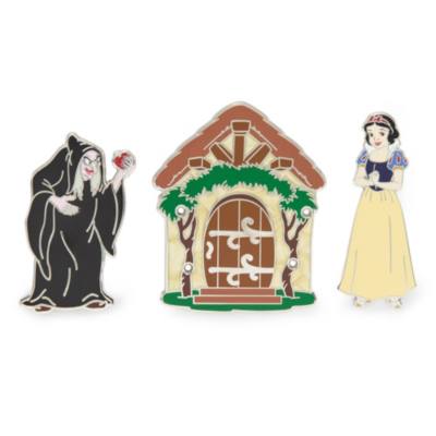 Set pins Blancanieves, Reina Malvada como vieja bruja y caba&ntilde;a, Blancanieves y los siete enanitos, Build-a-Pin