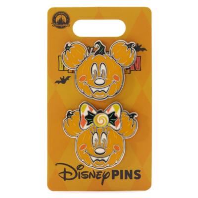 Mickey and Minnie Mouse Jack-o'-Lanterns ''Happy Halloween'' Pin Set