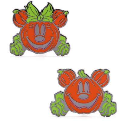 Mickey Mouse and Minnie Mouse Jack-o'-Lanterns Halloween Pin Set