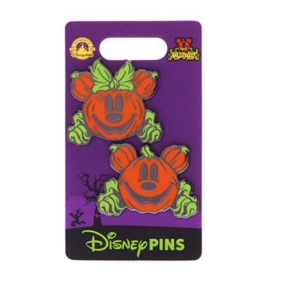 Mickey Mouse and Minnie Mouse Jack-o'-Lanterns Halloween Pin Set