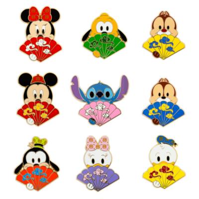 Set pins misteriosos abanicos plegables personajes Disney