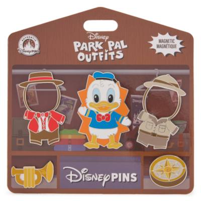 Donald Duck Disney Park Pal Outfits Magnetic Bugle Player and Explorer Pin Set