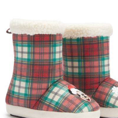 Mickey Mouse Tartan Christmas Slippers for Kids