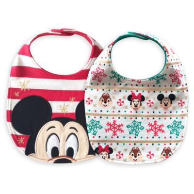 Mickey and Friends Holiday Cheer Baby Bibs, 2 Pack