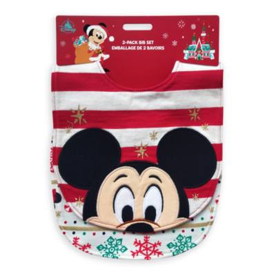 Mickey and Friends Holiday Cheer Baby Bibs, 2 Pack