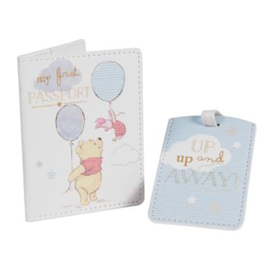 Winnie the Pooh Blue Baby Passport Holder and Luggage Tag
