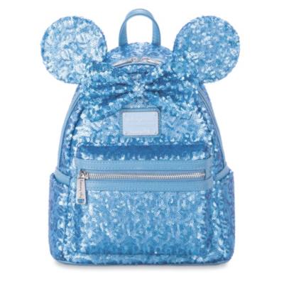 Loungefly Minnie Mouse Blue Hydrangea Colour Story Sequin Mini Backpack