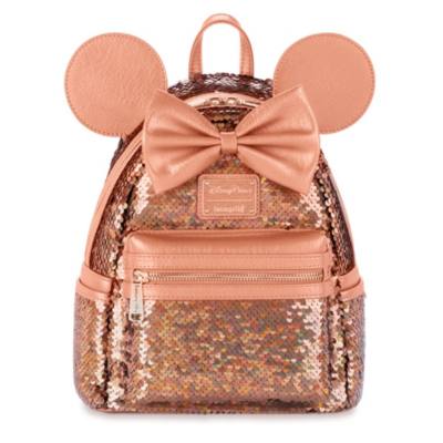 Loungefly Minnie Mouse Peach Punch Sequined Mini Backpack