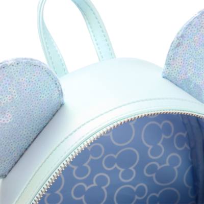 Loungefly Minnie Mouse Sequined  Winter Blue Mini Backpack