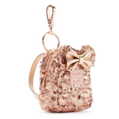Loungefly Minnie Mouse Rose Gold Sequin Mini Backpack Bag Charm