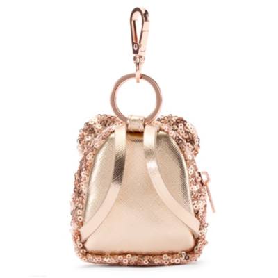 Loungefly Minnie Mouse Rose Gold Sequin Mini Backpack Bag Charm