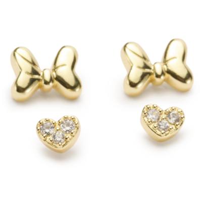 Minnie Mouse Goldtone Bow and Heart Earrings