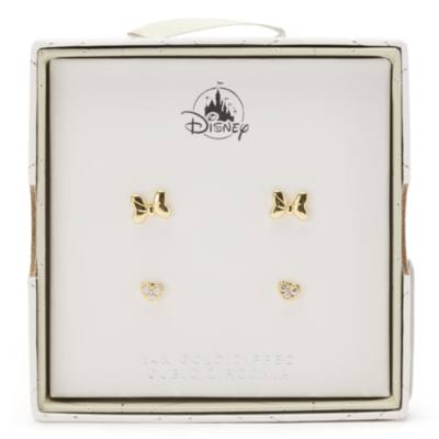 Minnie Mouse Goldtone Bow and Heart Earrings