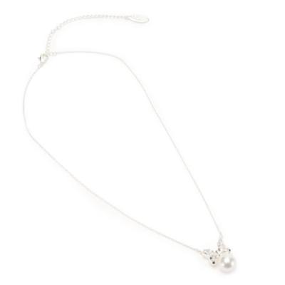 Minnie Mouse Silvertone Bow Pearl Necklace