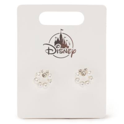 Mickey Mouse Silvertone Pearl Wreath Earrings | Disney Store