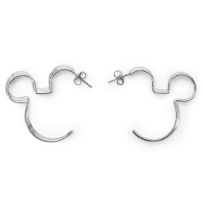 Mickey Mouse Silvertone Hoop Earrings