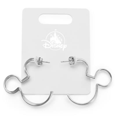 Mickey Mouse Silvertone Hoop Earrings