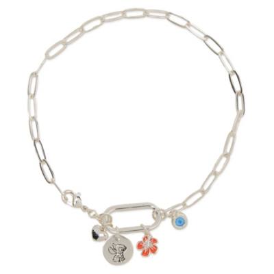 Stitch Silvertone Charm Bracelet, Lilo & Stitch