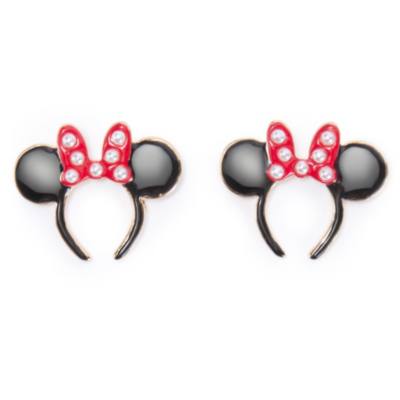 Minnie Mouse Ears Headband Silvertone Earrings
