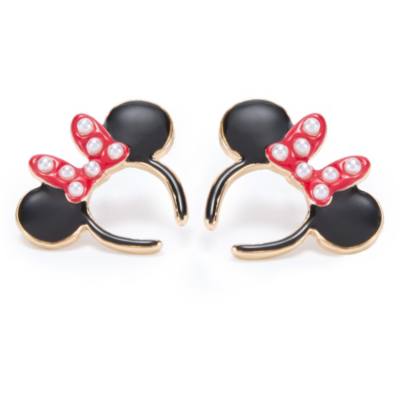 Minnie Mouse Ears Headband Silvertone Earrings